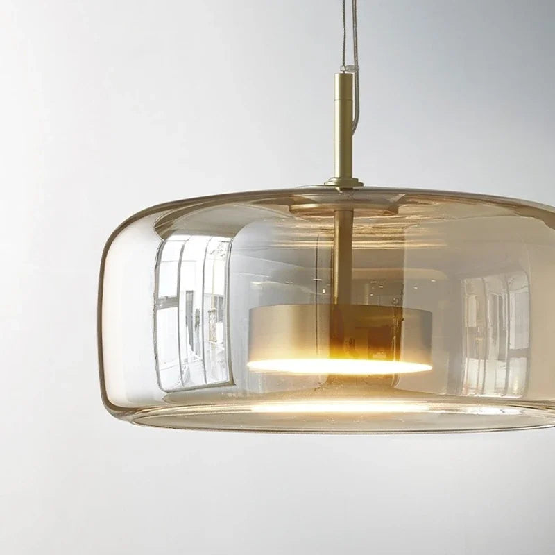 Tinted Glass Drum Pendant Light