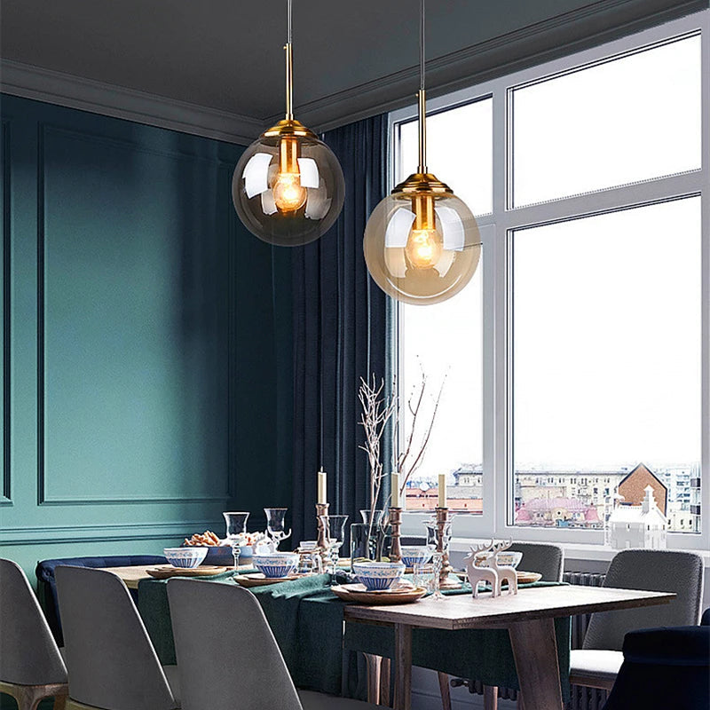 Orbelle Art Deco Brass Glass Globe Pendant Light
