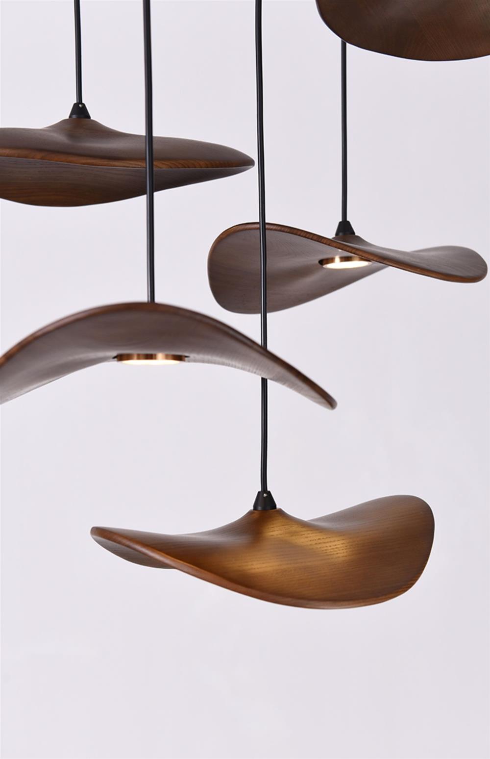 Wavy Wood Leaf Pendant Light