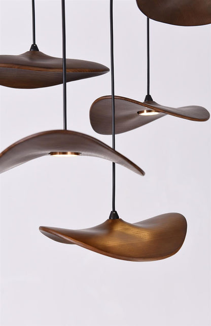 Wavy Wood Leaf Pendant Light
