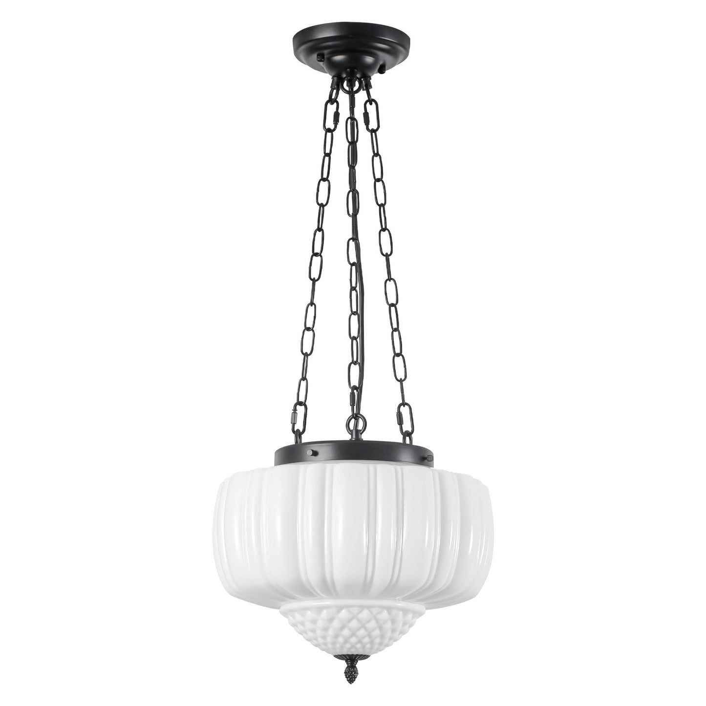 Fluted Milk Glass Pendant Light