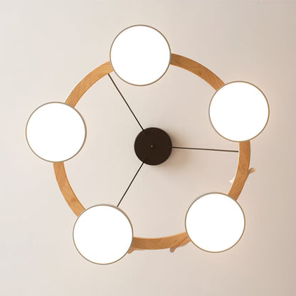 Round Wooden Bird Chandelier