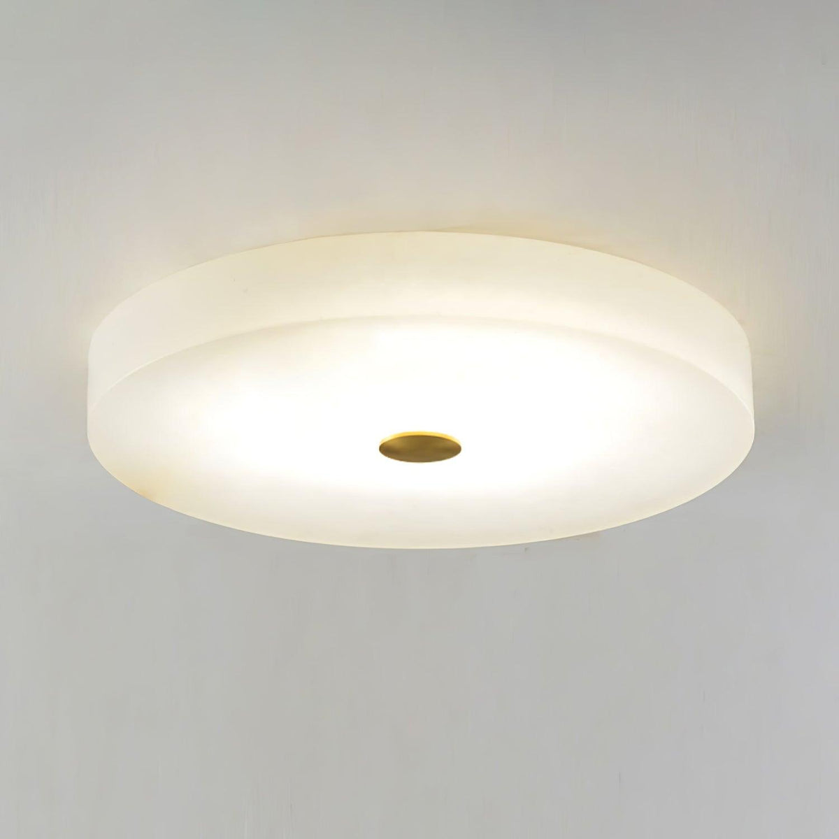 Alabaster Drum Flush Ceiling Light