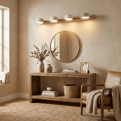 Travertine Wood Vanity Wall Light