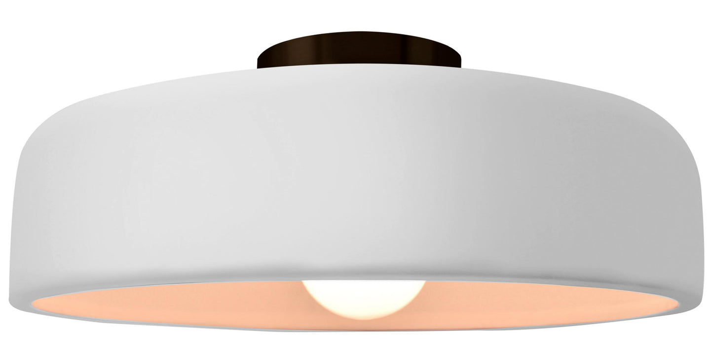 Ceramic Drum Semi-Flush Ceiling Light