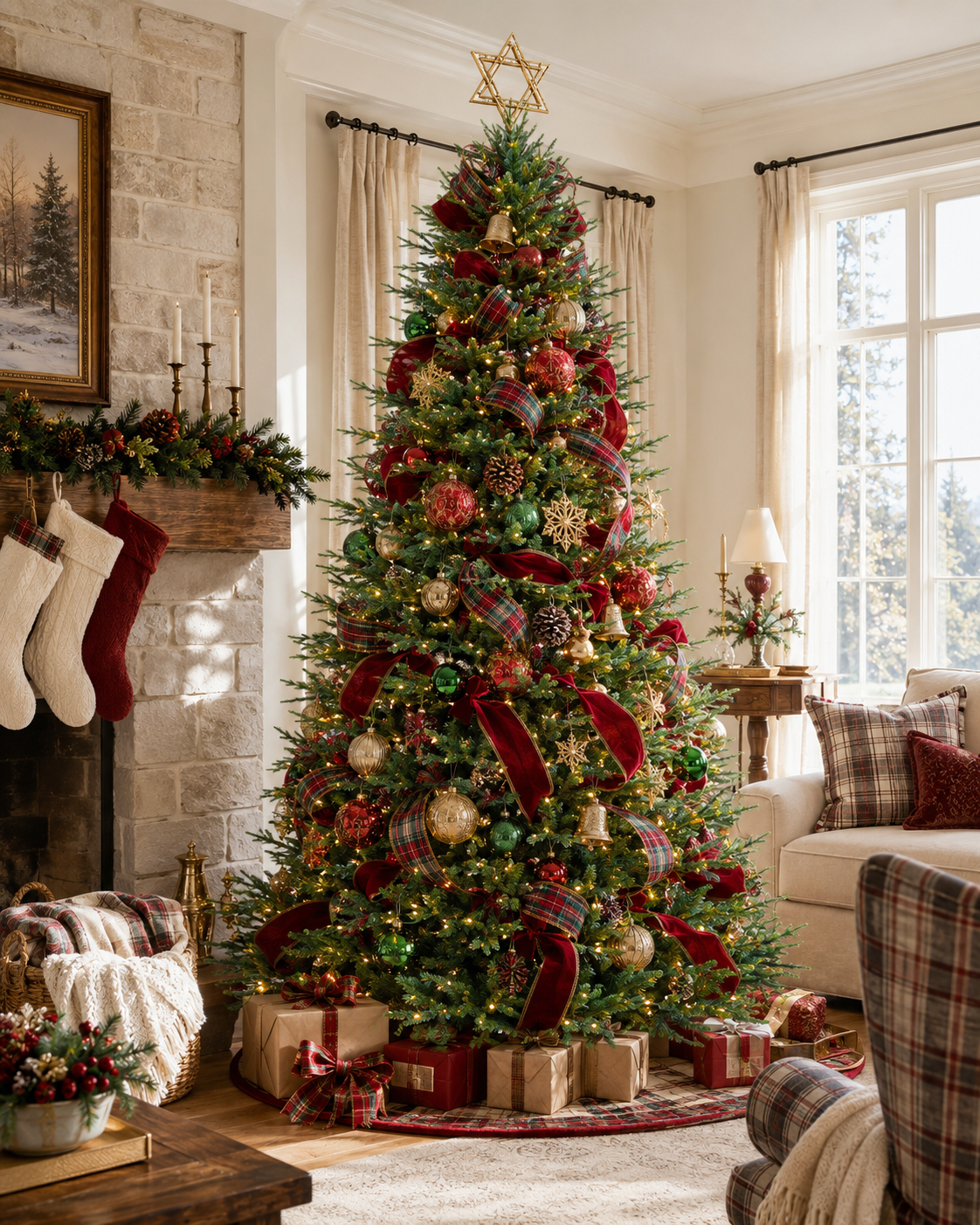 Skovra Classic PE/PVC 12ft Pre-Lit Christmas Tree