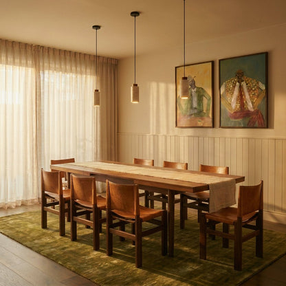 Slim Travertine Wood Pendant Light