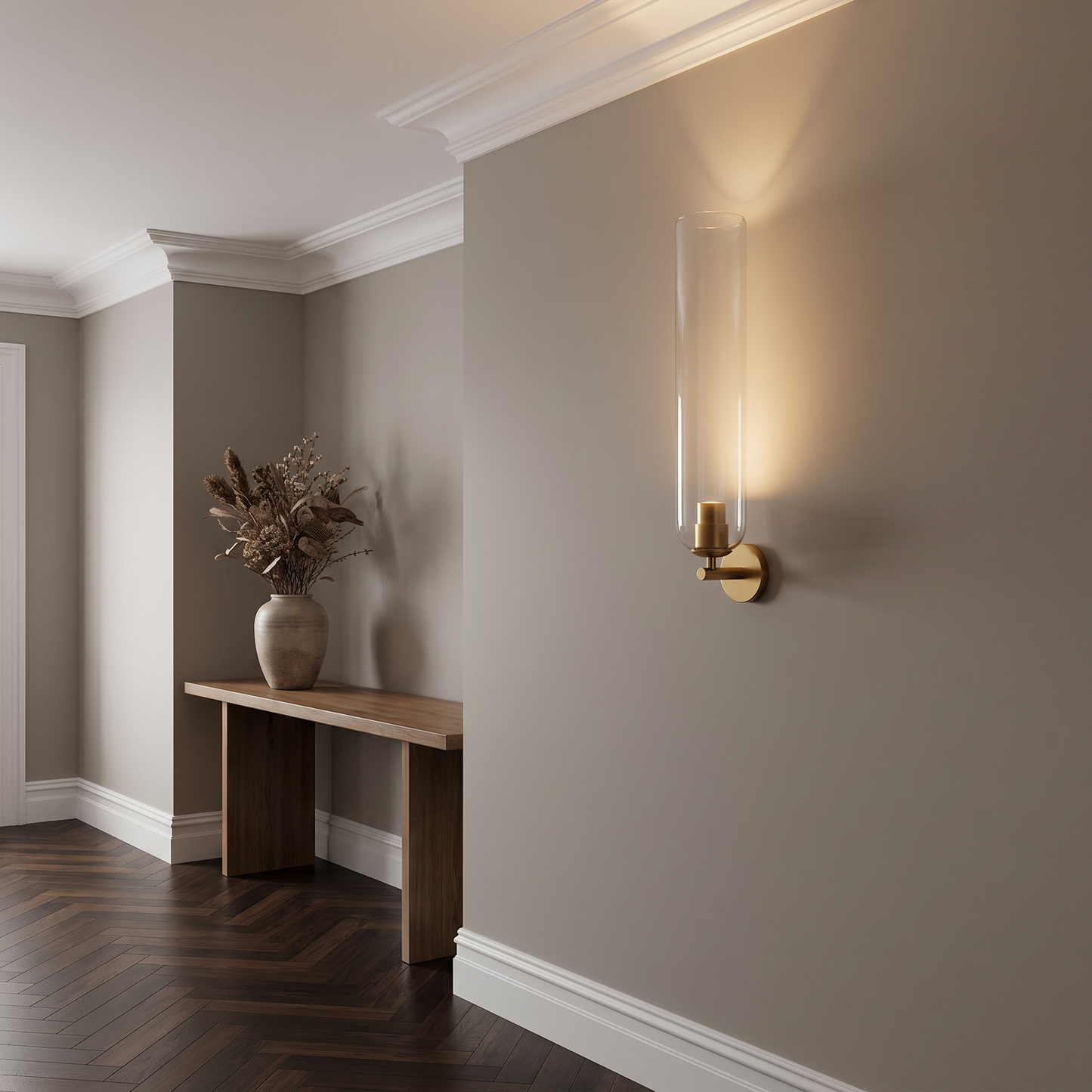 Tall Cylinder Glass Wall Sconce