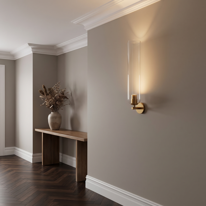 Tall Cylinder Glass Wall Sconce