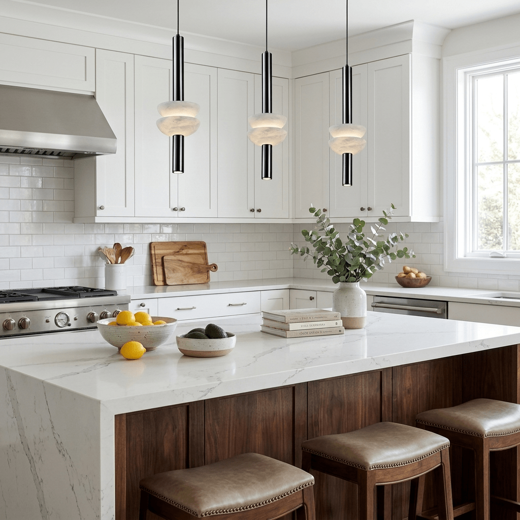Alabaster Disc Pendant Light