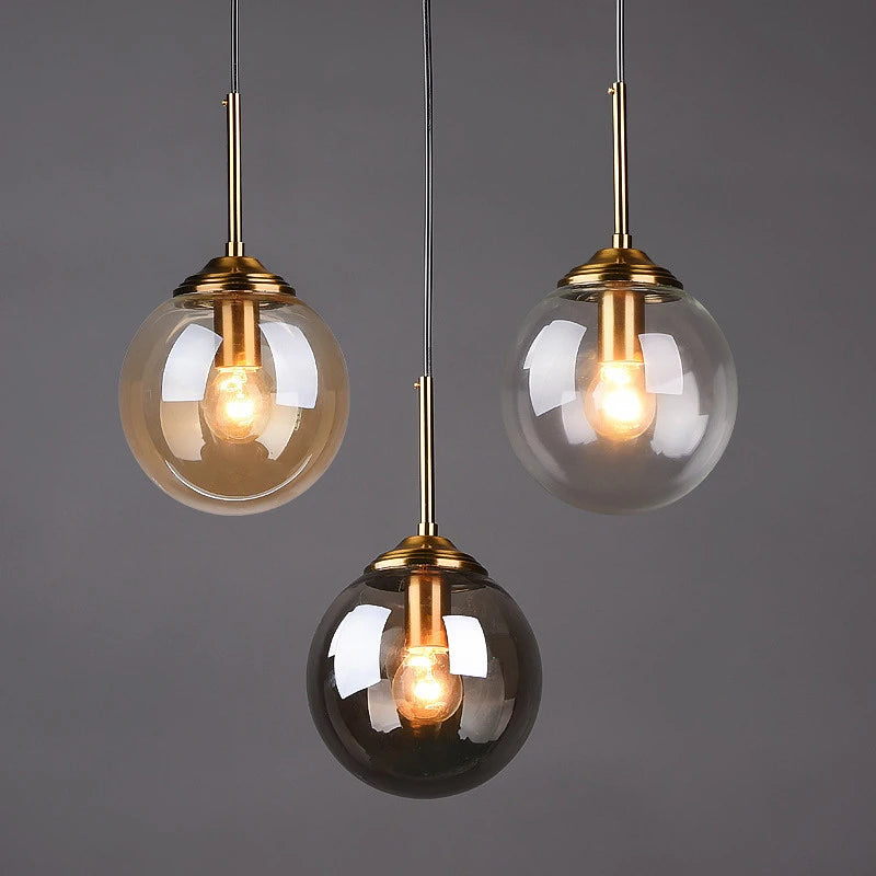 Orbelle Art Deco Brass Glass Globe Pendant Light