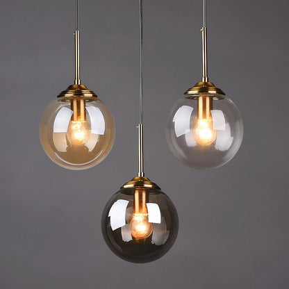 Orbelle Art Deco Brass Glass Globe Pendant Light