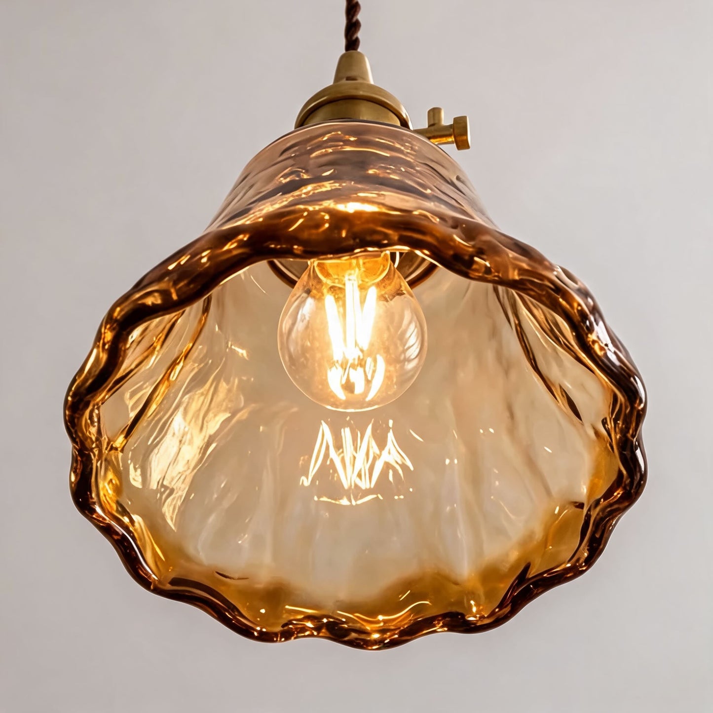 Vintage Brass Amber Pendant Light