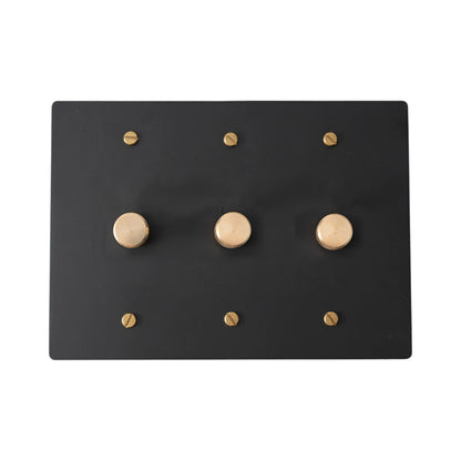 Faylore Vintage Brass 3-Gang Rotary Dimmer Switch