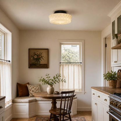 Scalloped Milk Glass Ceiling Light