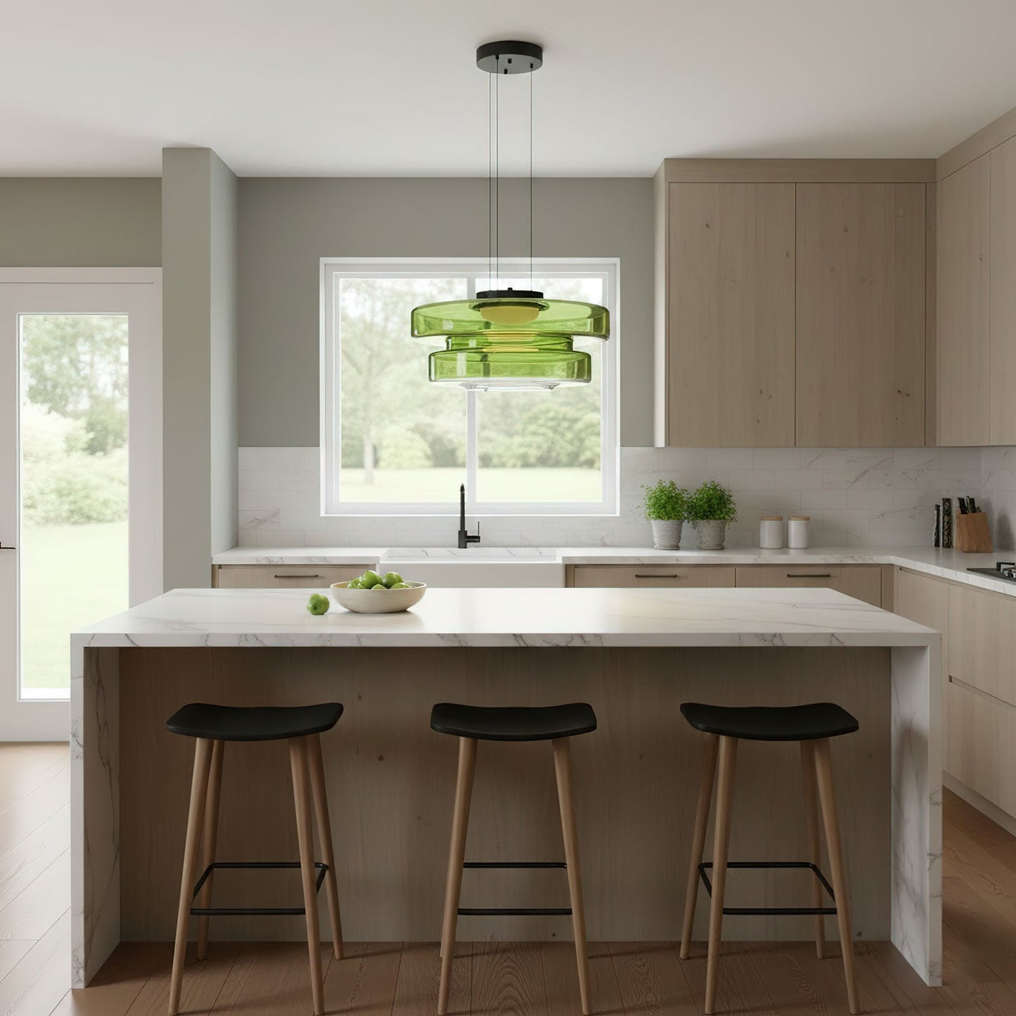 Stacked Glass Disc Pendant Light