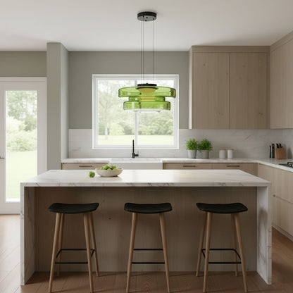 Stacked Glass Disc Pendant Light