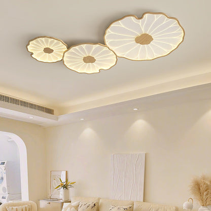 Waterlily Wood-Grain Ceiling Light