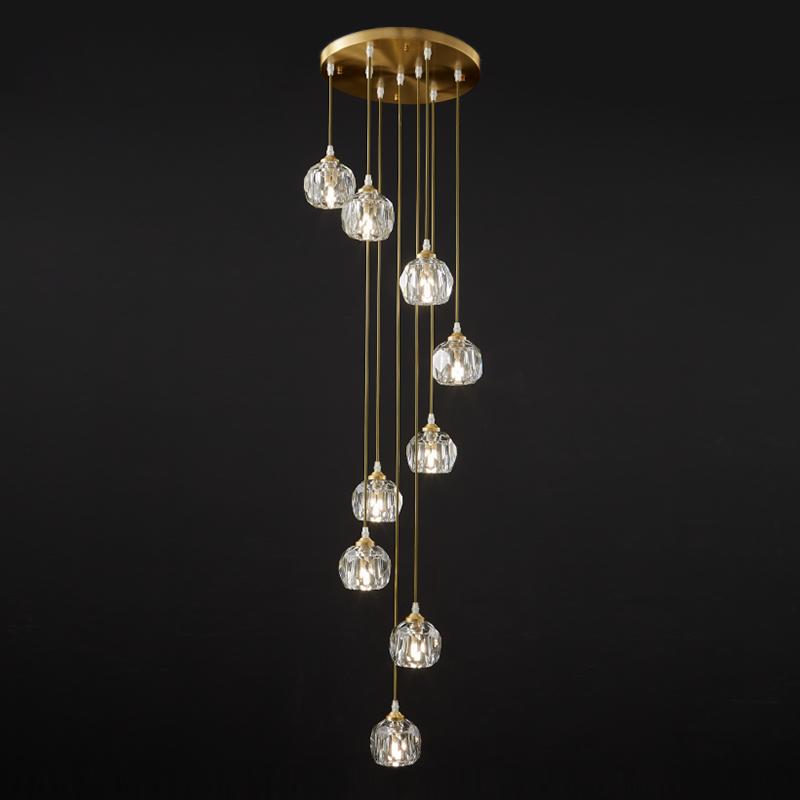 Cascading Crystal Sphere Pendant Light