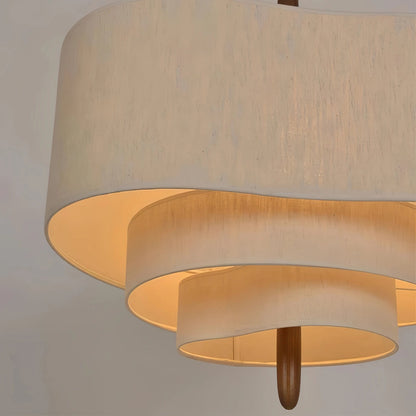 Tiered Fabric Walnut Pendant Light
