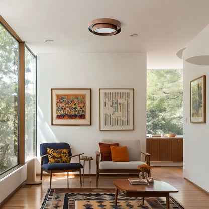 Walnut Spiral Ring Ceiling Light