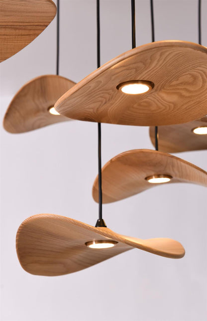 Wavy Wood Leaf Pendant Light