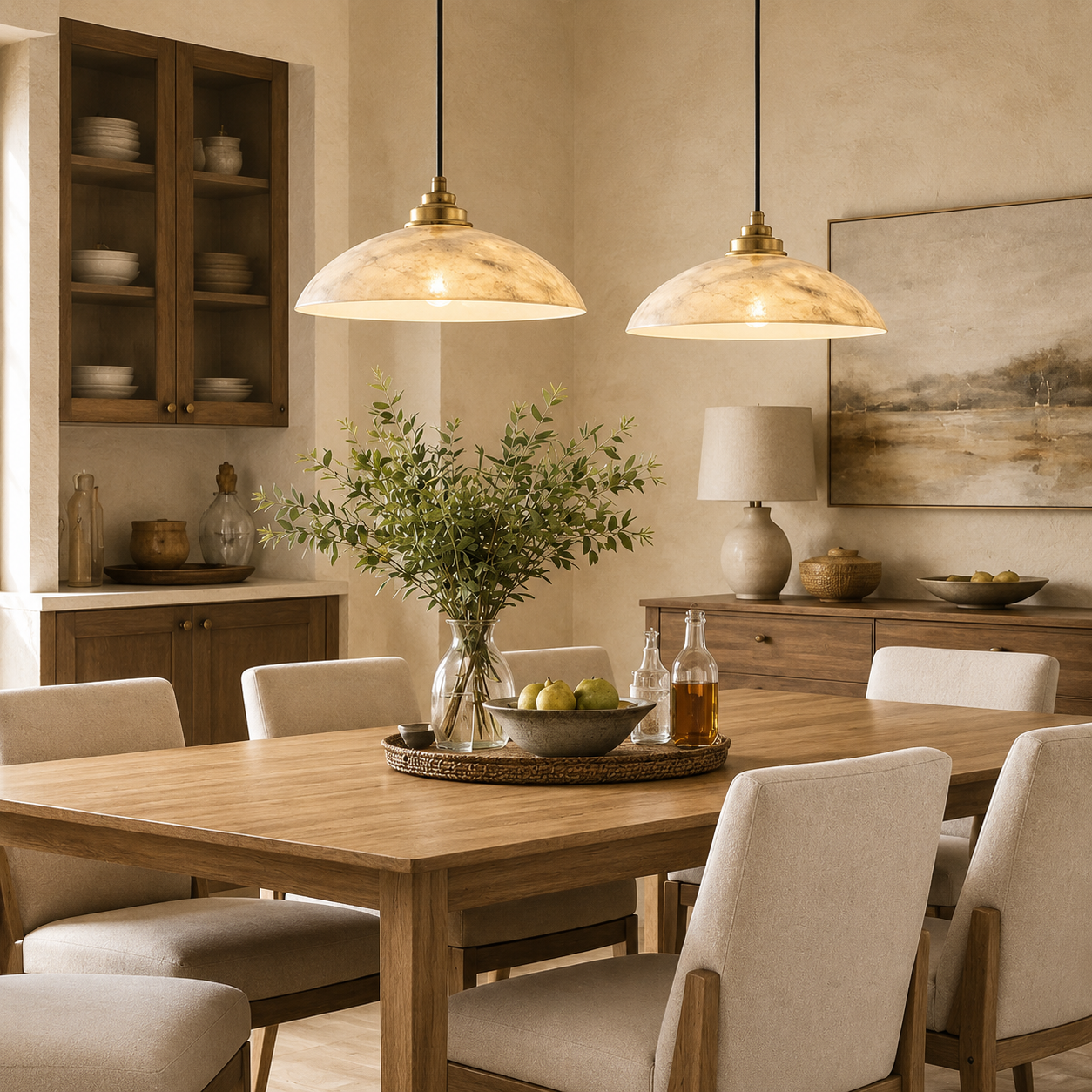 Alabaster Dome Pendant Light