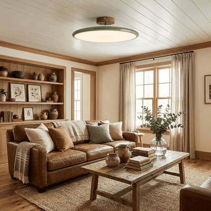 Round Wood Swivel Ceiling Light