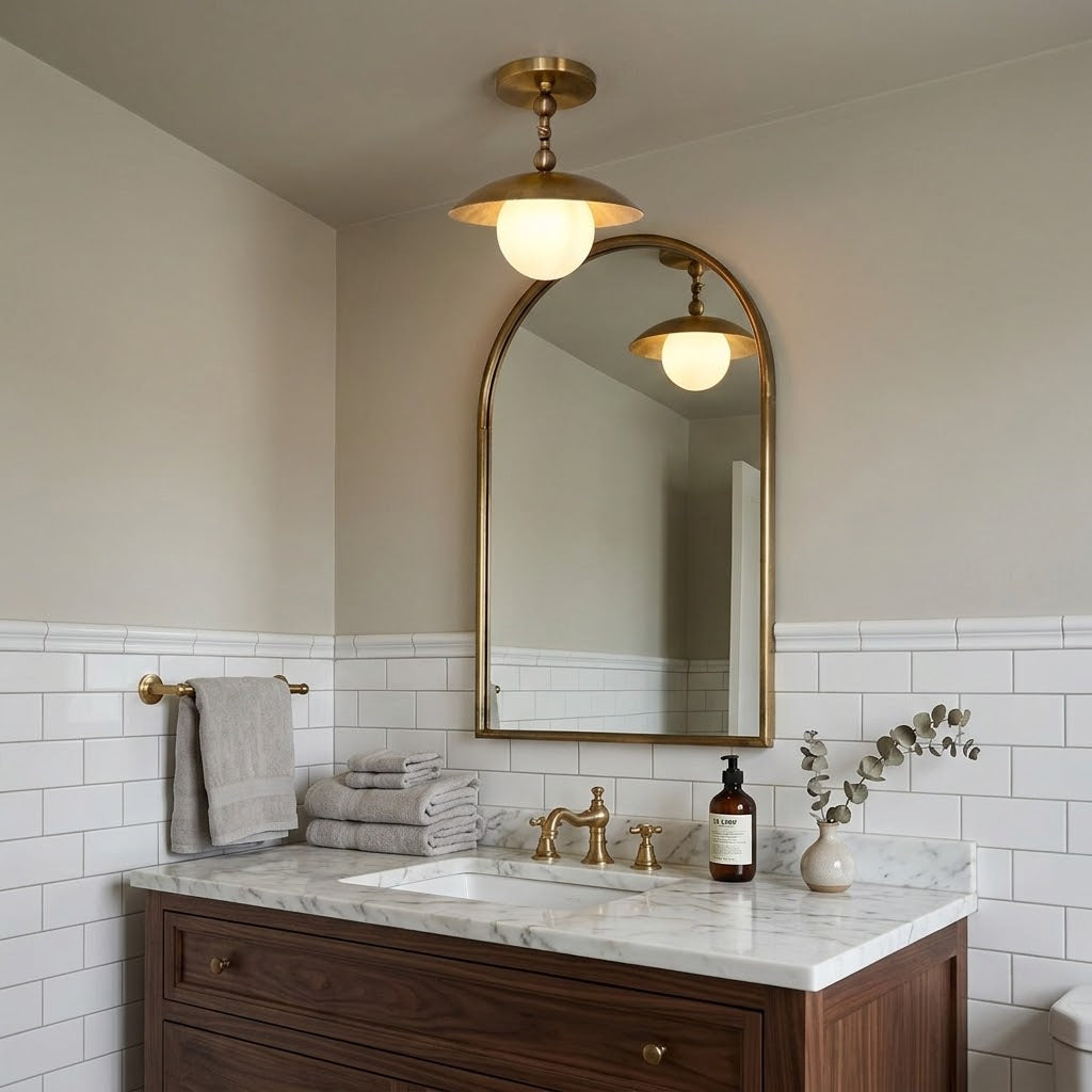 Brass Dome Semi-Flush Ceiling Light