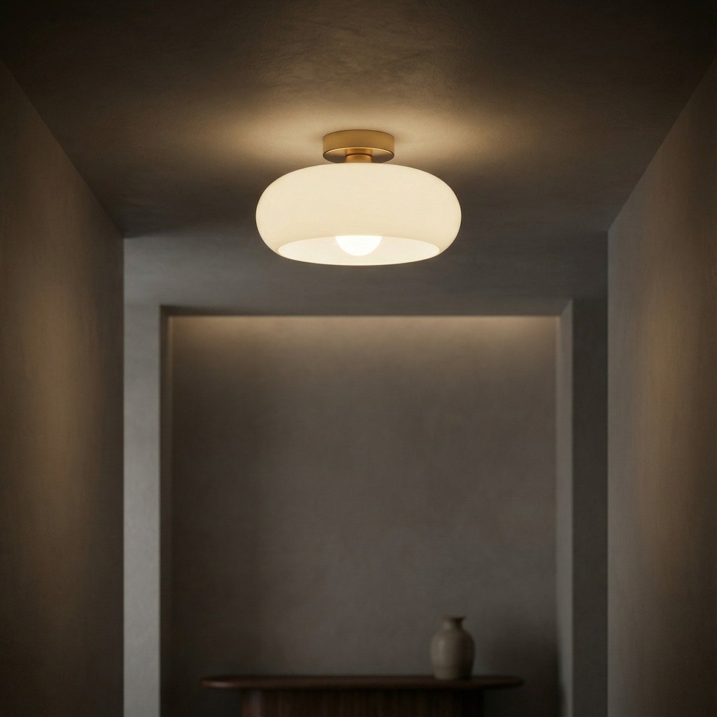 Glossy Glass Semi-Flush Ceiling Light