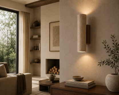 Kalvessa Japandi Travertine Wall Sconce
