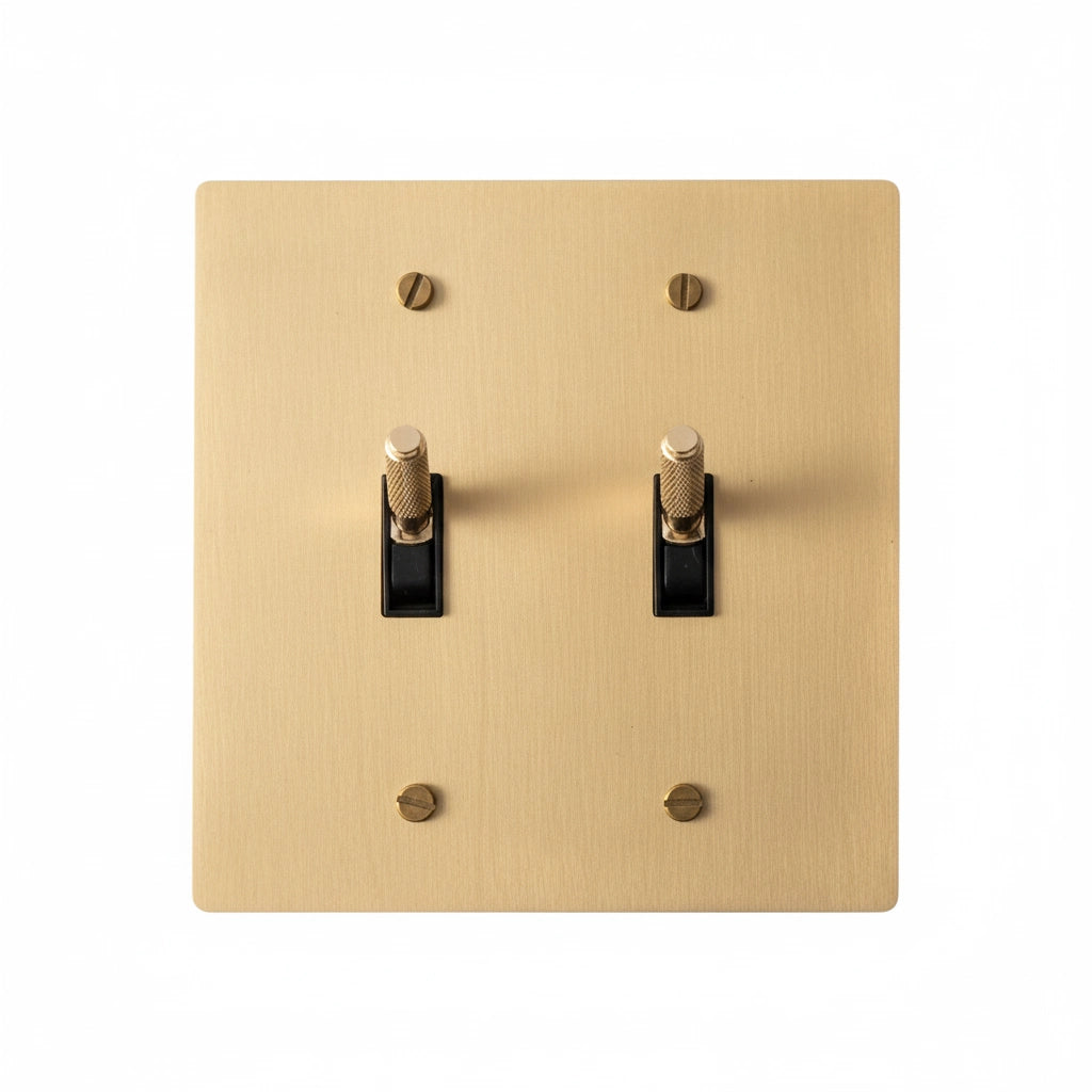 Esmerow Vintage Brass Knurled 2-Gang Toggle Switch