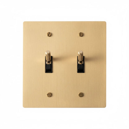 Esmerow Vintage Brass Knurled 2-Gang Toggle Switch