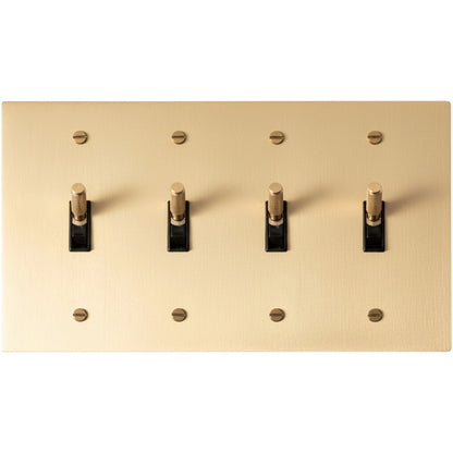 Halverin Vintage Solid Brass 4-Gang Toggle Switch