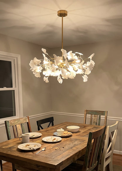 Ceramic Petal Brass Chandelier