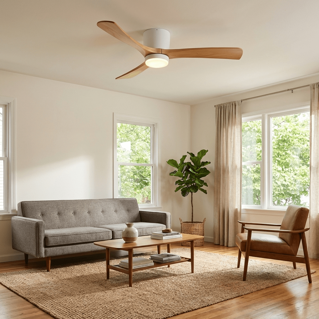 Sycamore Wood Flush Ceiling Fan