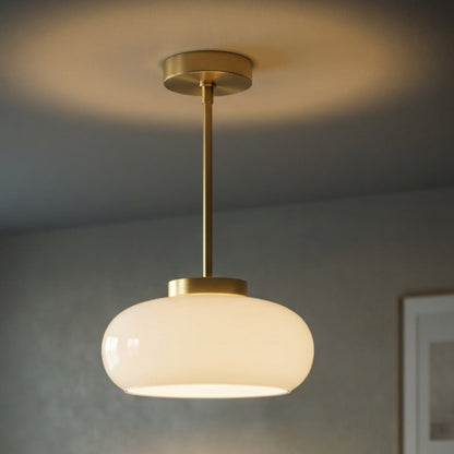 Glossy Glass Semi-Flush Ceiling Light