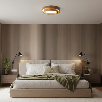 Walnut Spiral Ring Ceiling Light