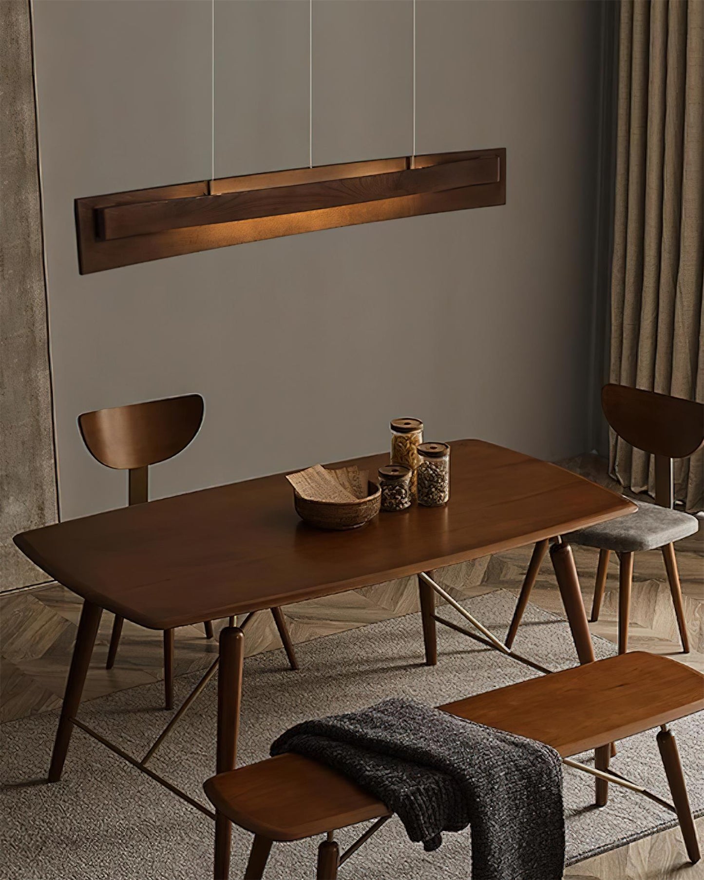 Linear Wood LED Chandelier