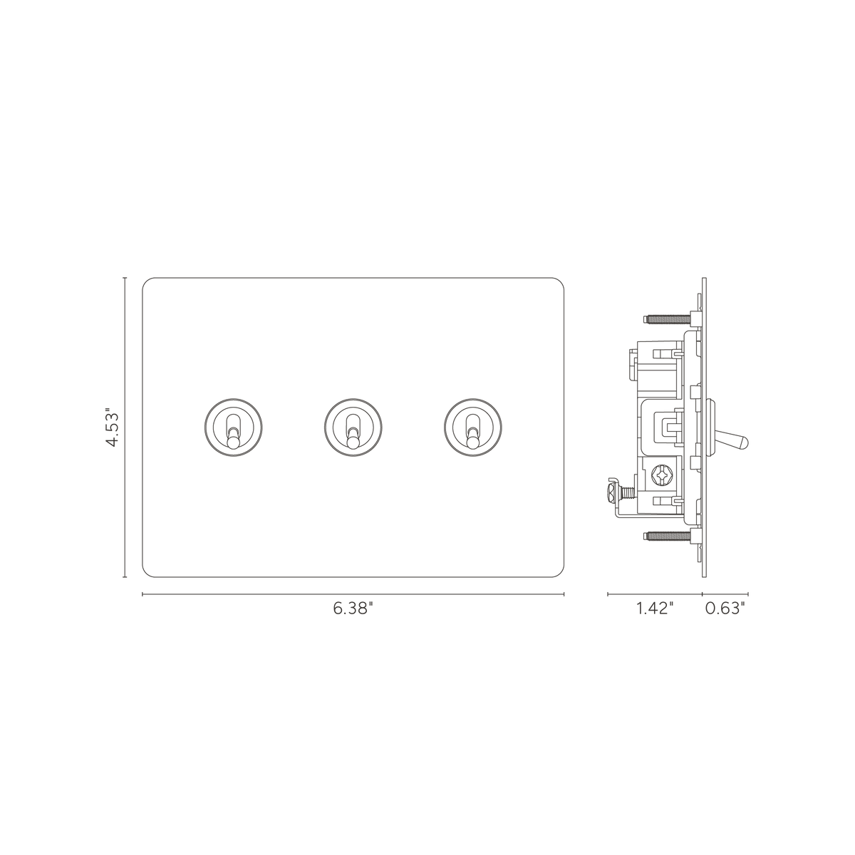 Sennaro Minimalist Brass 3-Gang Toggle Switch