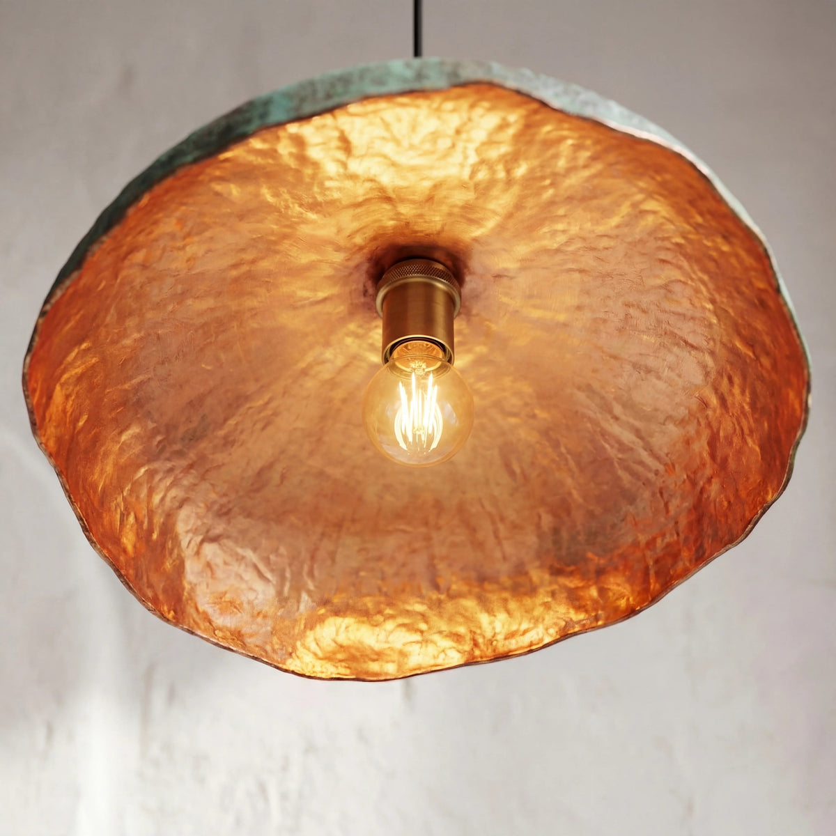 Wavy Copper Disc Pendant Light