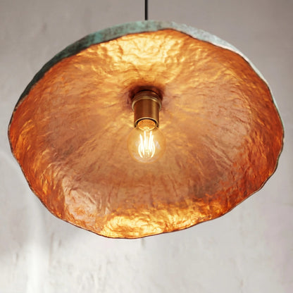 Wavy Copper Disc Pendant Light