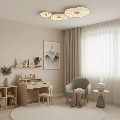 Waterlily Wood-Grain Ceiling Light
