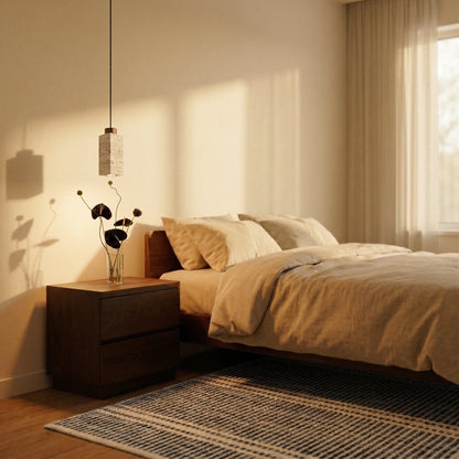 Slim Travertine Wood Pendant Light
