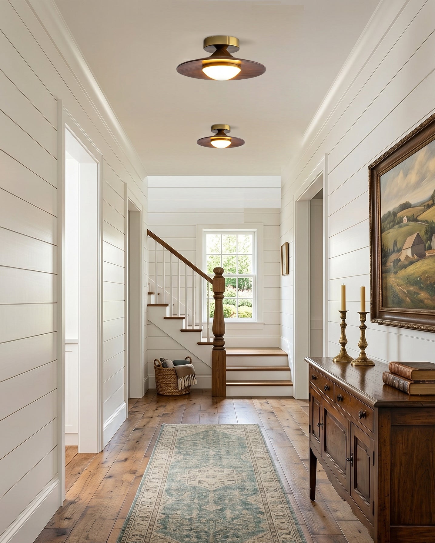 Walnut Saucer Ceiling Light