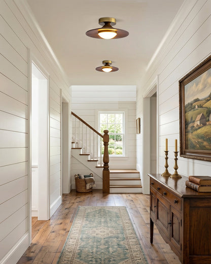 Walnut Saucer Ceiling Light