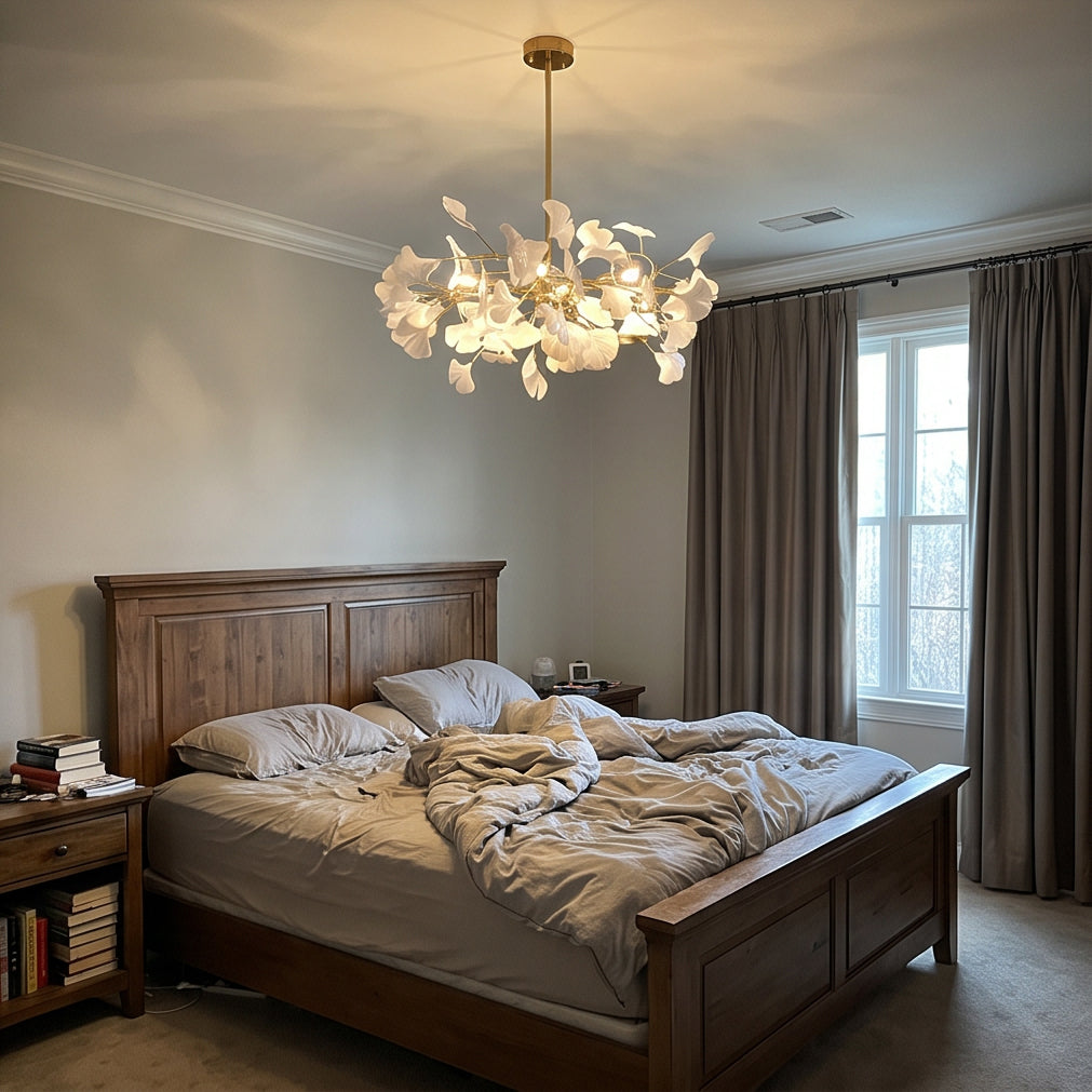 Ceramic Petal Brass Chandelier