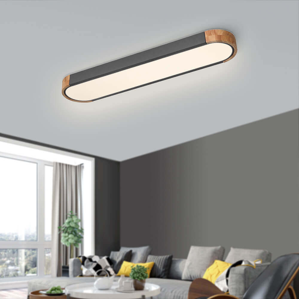 Ovalyn Minimalist Wood Oval LED Ceiling Light