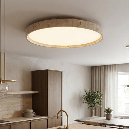 Walnut Travertine Disc Ceiling Light