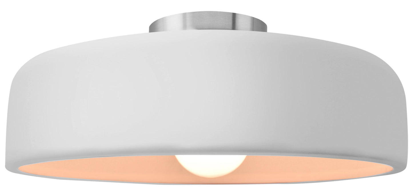 Ceramic Drum Semi-Flush Ceiling Light